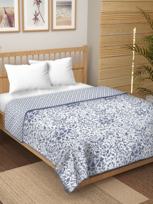 DORISTYLE Floral Double Dohar for  AC Room(Cotton, Grey Bell)