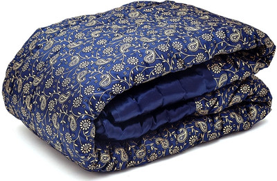 Gnudi Printed Double Quilt for  AC Room(Silk, Blue)
