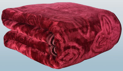 Retreat Self Design Single Mink Blanket for  AC Room(Woollen Blend, Maroon)