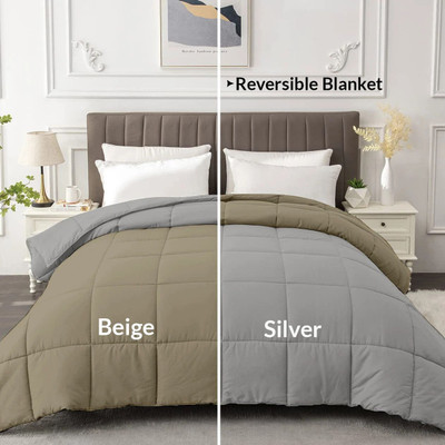 Razzai Solid Double Comforter for  Heavy Winter(Microfiber, Beige, Silver)