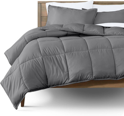 Blue Home Solid Double Comforter for  AC Room(Poly Cotton, Grey)