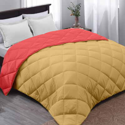 AYKA Geometric Single Comforter for  AC Room(Microfiber, Red, Beige)