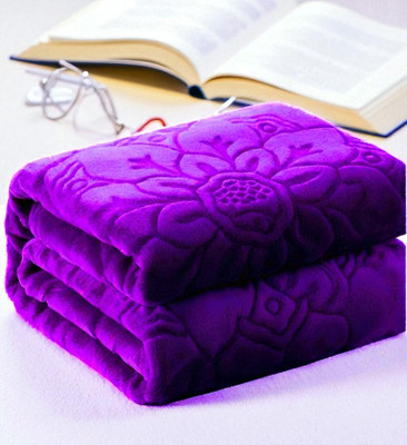 Changers Solid Double Mink Blanket for  Heavy Winter(Microfiber, Purple)