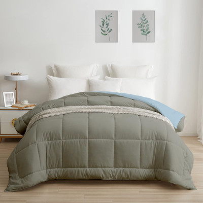 My Trident Solid Queen Comforter for  AC Room(Polyester, Blue Fog)