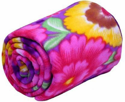 KARNIMAA Floral Single Fleece Blanket for  AC Room(Polyester, Pink)