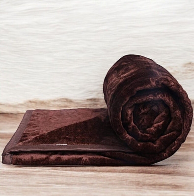 Yati Gallerie Floral Double Mink Blanket for  Heavy Winter(Microfiber, Brown)