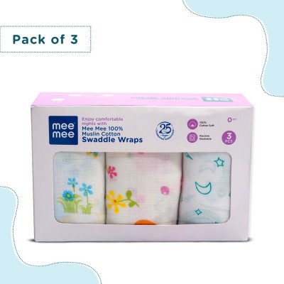 MeeMee Printed Single Swaddling Baby Blanket for  Mild Winter(Cotton, Assorted)