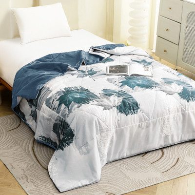 Story@home Printed Single Comforter for  AC Room(Microfiber, White & Grey)