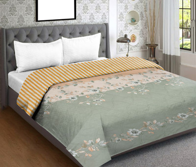 RRC Printed Double Comforter for  Heavy Winter(Microfiber, Green, White)