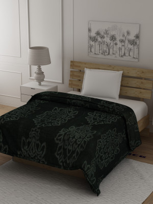 SPANGLE Self Design Single Mink Blanket for  Mild Winter(Microfiber, Grey)