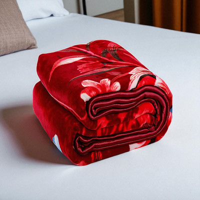 Changers Floral Double Mink Blanket for  Heavy Winter(Microfiber, Red, White)