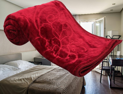 KIXTA Self Design Double Mink Blanket for  Heavy Winter(Microfiber, Maroon)