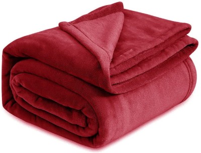 BSB HOME Solid Single AC Blanket for  Mild Winter(Polyester, Red)