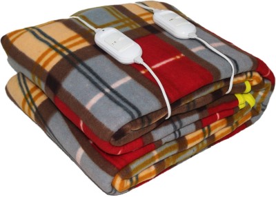 Comfort Ideas Checkered Double Electric Blanket for  Heavy Winter(Poly Cotton, Red)