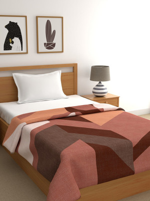 Raymond Home Geometric Single Mink Blanket for  Heavy Winter(Polyester, Brown)