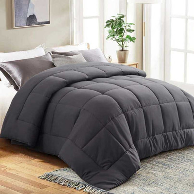 Comfowell Solid Single Quilt for  Heavy Winter(Polyester, Dark Grey)