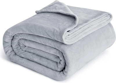 Cotton Bolls Textiles Solid Single Fleece Blanket for  Heavy Winter(Microfiber, Grey)