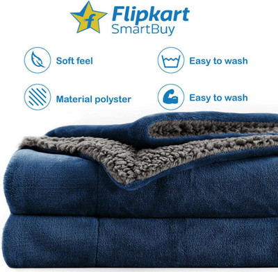 Flipkart SmartBuy Solid Double AC Blanket for  AC Room(Polyester, Navy Blue)