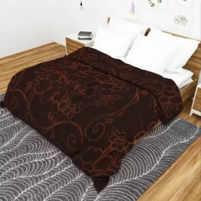 ACZO FEEL Solid Double Mink Blanket for  Heavy Winter(Microfiber, Brown)