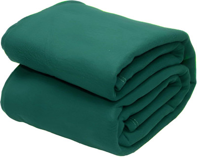 Home Stylish Solid Double Fleece Blanket for  Mild Winter(Polyester, Green)