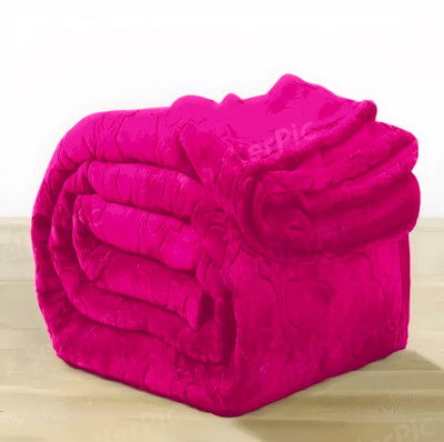 Deniyal ENTERPRISES Solid Single Mink Blanket for  Heavy Winter(Cotton, Pink)