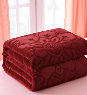 Swikon star Floral Double Mink Blanket for  Heavy Winter(Microfiber, Maroon)
