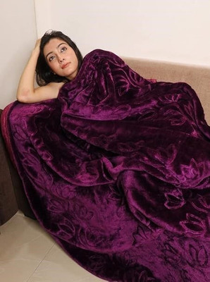 Goyal's Floral Double Mink Blanket for  Heavy Winter(Microfiber, Dark Purple)