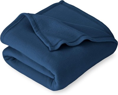 BSB HOME Solid Double Fleece Blanket for  Mild Winter(Polyester, Blue)