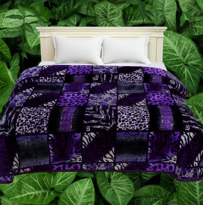 KIXTA Self Design Double Mink Blanket for  Heavy Winter(Microfiber, Purple)