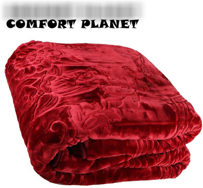 COMFORT PLANET Floral Double Mink Blanket for  Heavy Winter(Microfiber, Maroon)