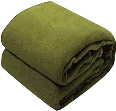 VORDVIGO Solid Single Fleece Blanket for  Mild Winter(Polyester, Green)