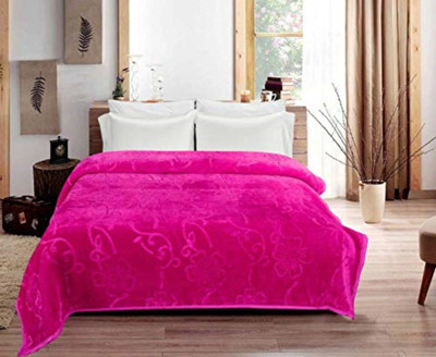 COZYEXPORTS Floral Double Mink Blanket for  Heavy Winter(Microfiber, Pink)