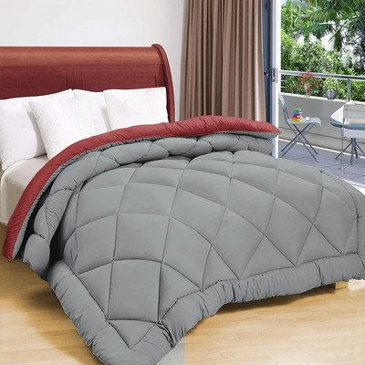 Flipkart SmartBuy Solid Double Comforter for  AC Room(Microfiber, Grey, Maroon)