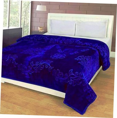 BLAN STAR Self Design Double Mink Blanket for  Heavy Winter(Microfiber, Blue)