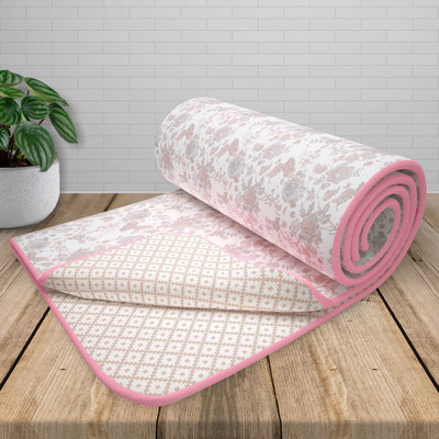 Story@home Floral Double Dohar for  AC Room(Cotton, Pink)