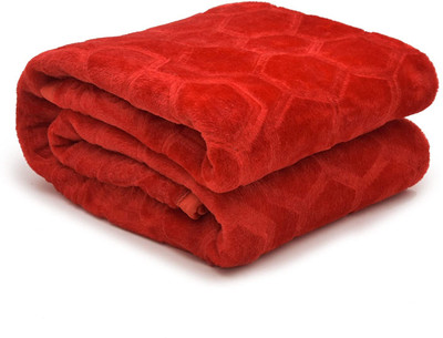 MFI Floral Single Mink Blanket for  Heavy Winter(Polyester, Red)