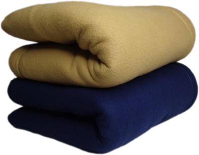 HOMIEE Solid Double Fleece Blanket for  Heavy Winter(Polyester, BLUE&RUST)