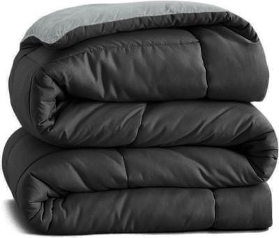 Flipkart SmartBuy Solid King Comforter for  AC Room(Microfiber, Black & Grey)