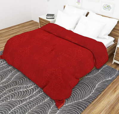 Anadhika Abstract Single Mink Blanket for  AC Room(Woollen Blend, Red)