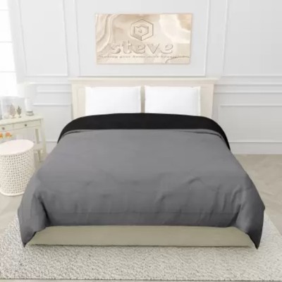 CRAZY WORLD Geometric Double Comforter for  Mild Winter(Poly Cotton, Black, Grey)