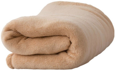 n g products Solid Single Fleece Blanket for  Heavy Winter(Polyester, Beige)