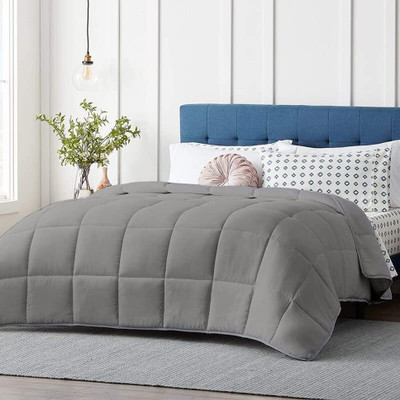 EVERDECOR Solid Single Comforter for  Mild Winter(Microfiber, Light Grey)