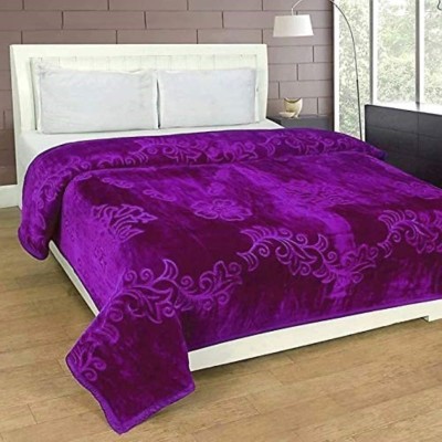 COMFORT PLANET Solid, Floral, Printed Single Woollen Blanket for  Heavy Winter(Microfiber, Purple)