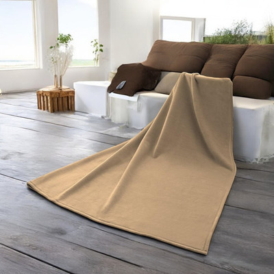 The Home Talk Solid Single Fleece Blanket for  AC Room(Polyester, Beige)
