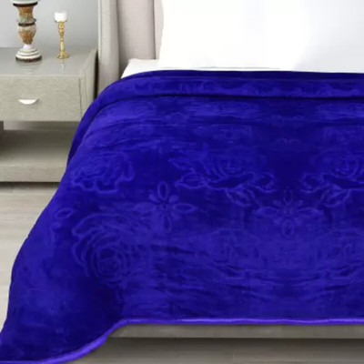 N Decor Solid Double Mink Blanket for  AC Room(Microfiber, Blue)