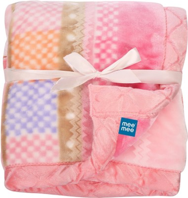 MeeMee Printed Single Crib Baby Blanket for  Mild Winter(Cotton, Dark Pink)