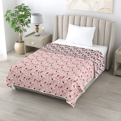 Anadhika Printed Single Dohar for  AC Room(Cotton, Aqua Pink)