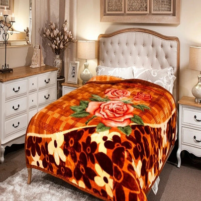 Signature Floral Single Mink Blanket for  Heavy Winter(Microfiber, Brown)