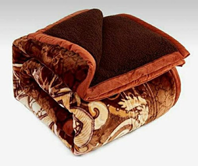 HOLYKRAFT Self Design Double Mink Blanket for  Heavy Winter(Polyester, Rust Brown)