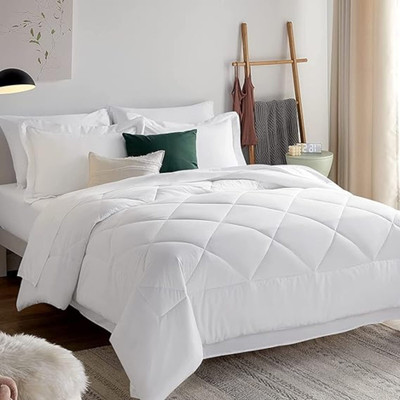 EVERDECOR Solid Double Comforter for  Heavy Winter(Microfiber, White)